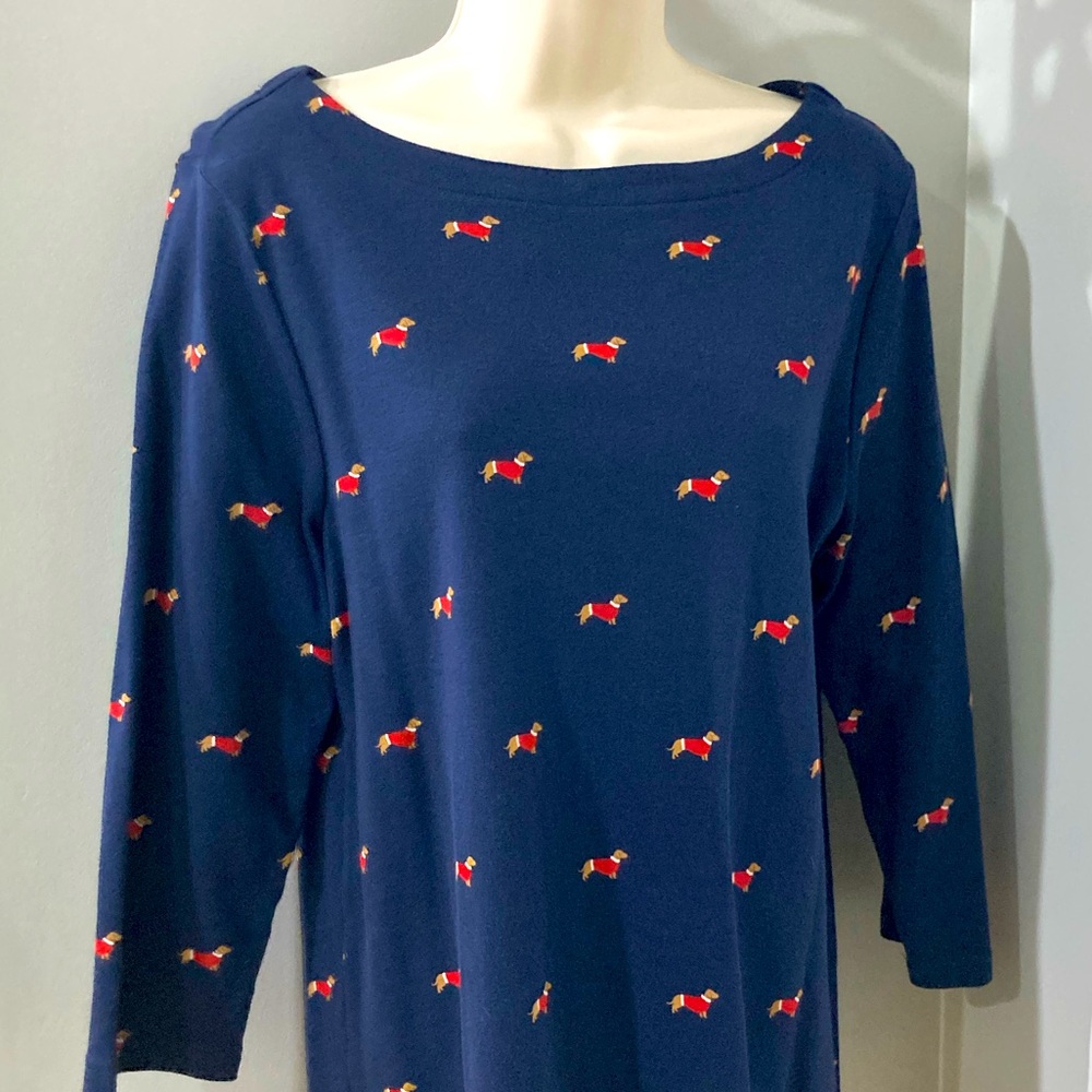 Croft & Barrow 3/4 Sleeve Dachshund Top
